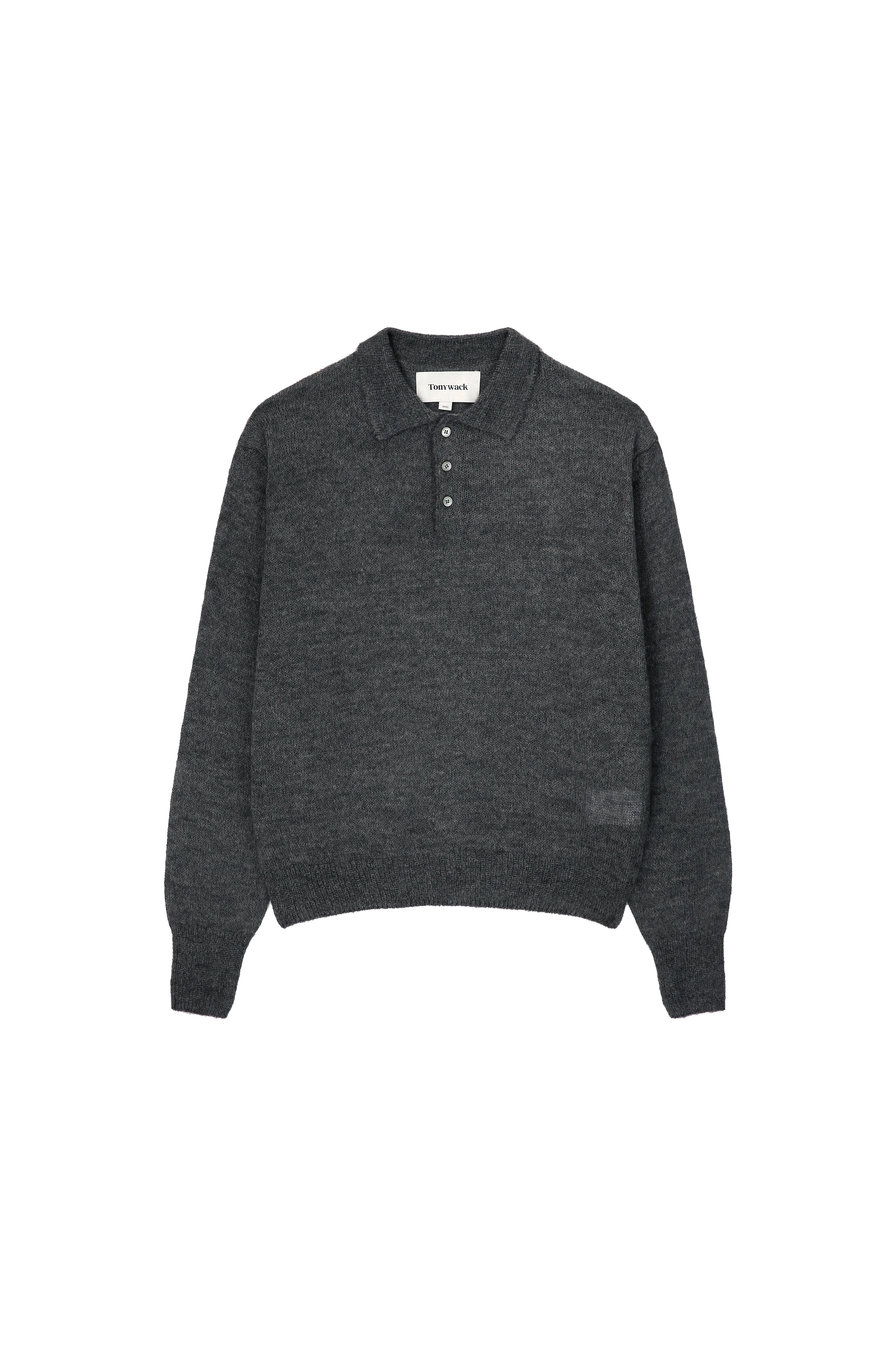 Italian Fabric Brushed Mohair Polo knit_ Charcoal