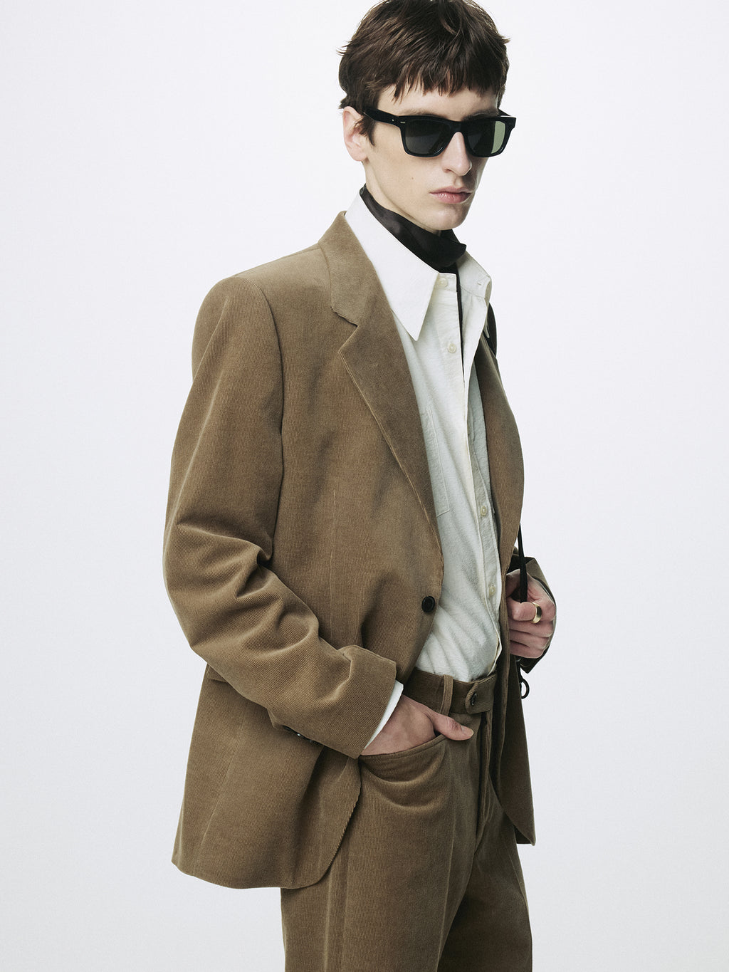 CORDUROY SINGLE-BREASTED JACKET_ BEIGE TAUPE