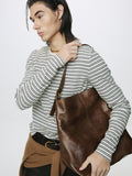 OIL PULL UP LEATHER TOTE BAG_ ANTIQUE BROWN
