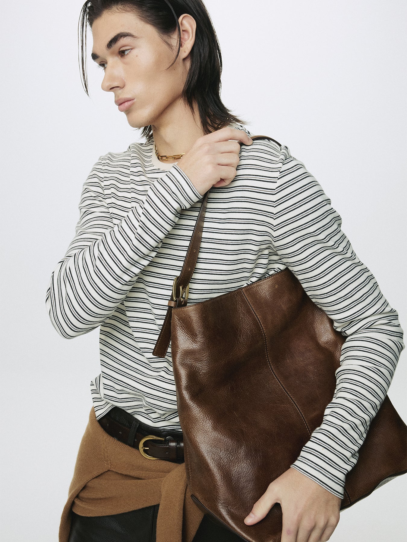 OIL PULL UP LEATHER TOTE BAG_ ANTIQUE BROWN