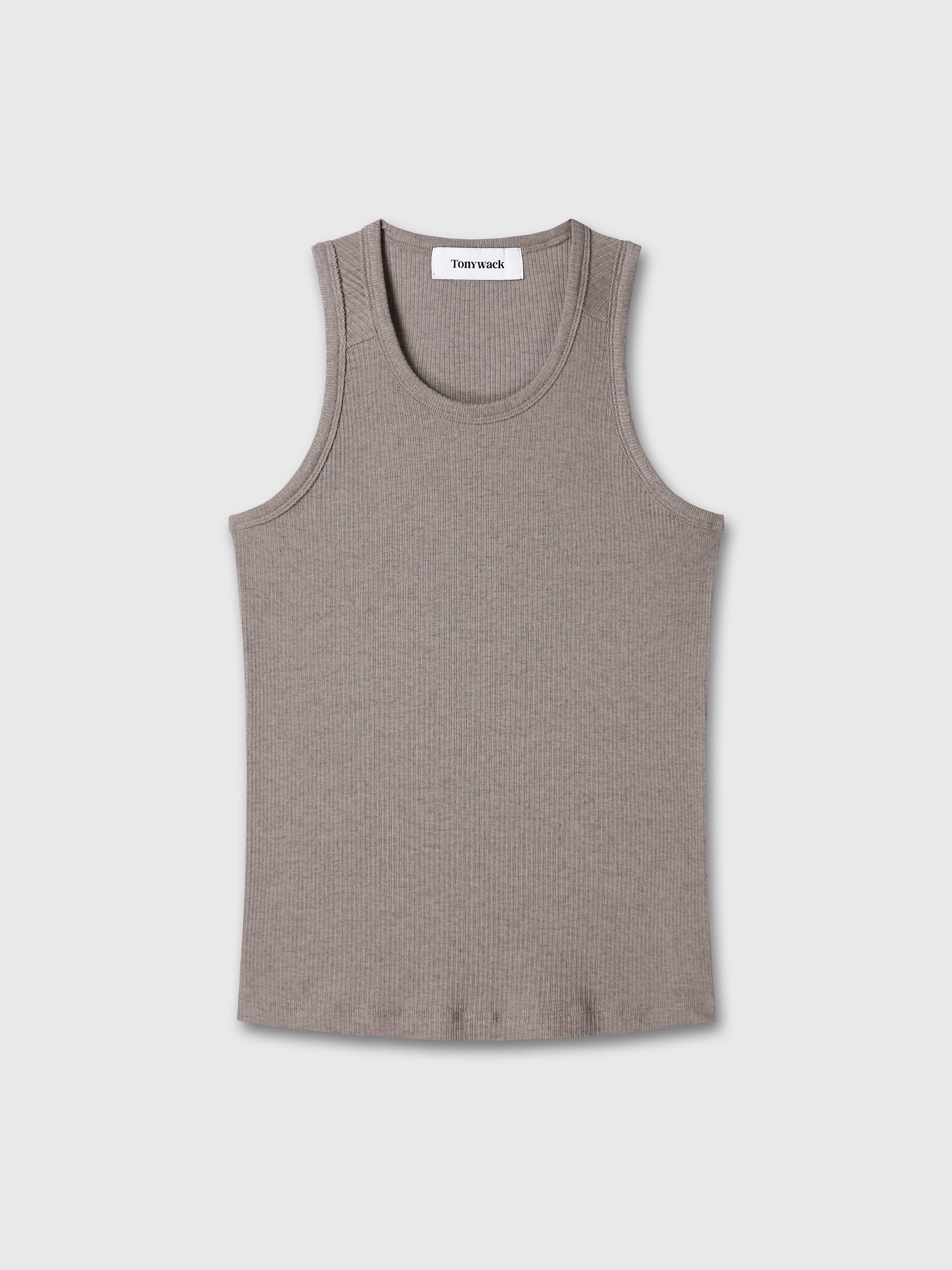 SILK LYOCELL RIB TANK TOP (JAPANESE FABRIC)_ TAUPE