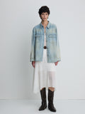 (W) HAND DISTRESSED VINTAGE RELAXED SHIRTS_ WASHED LIGHT BLUE