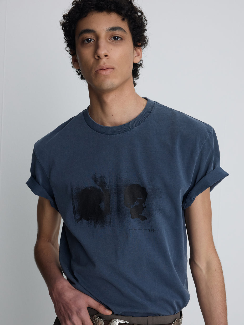 GARMENT DYED PROFILED T-SHIRT_ FADED PURPLE BLUE