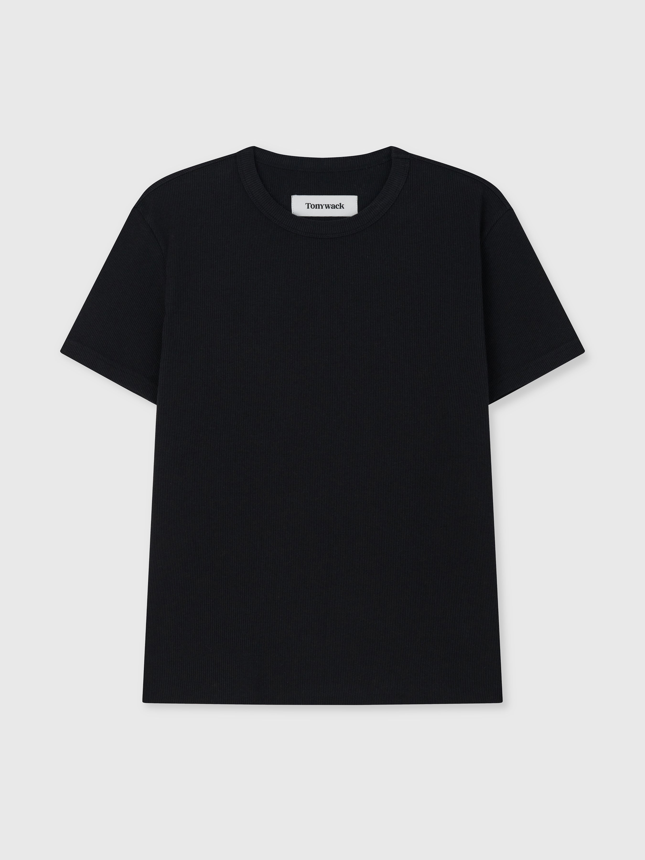 SOFT RIBBED FITTED T-SHIRT_ BLACK