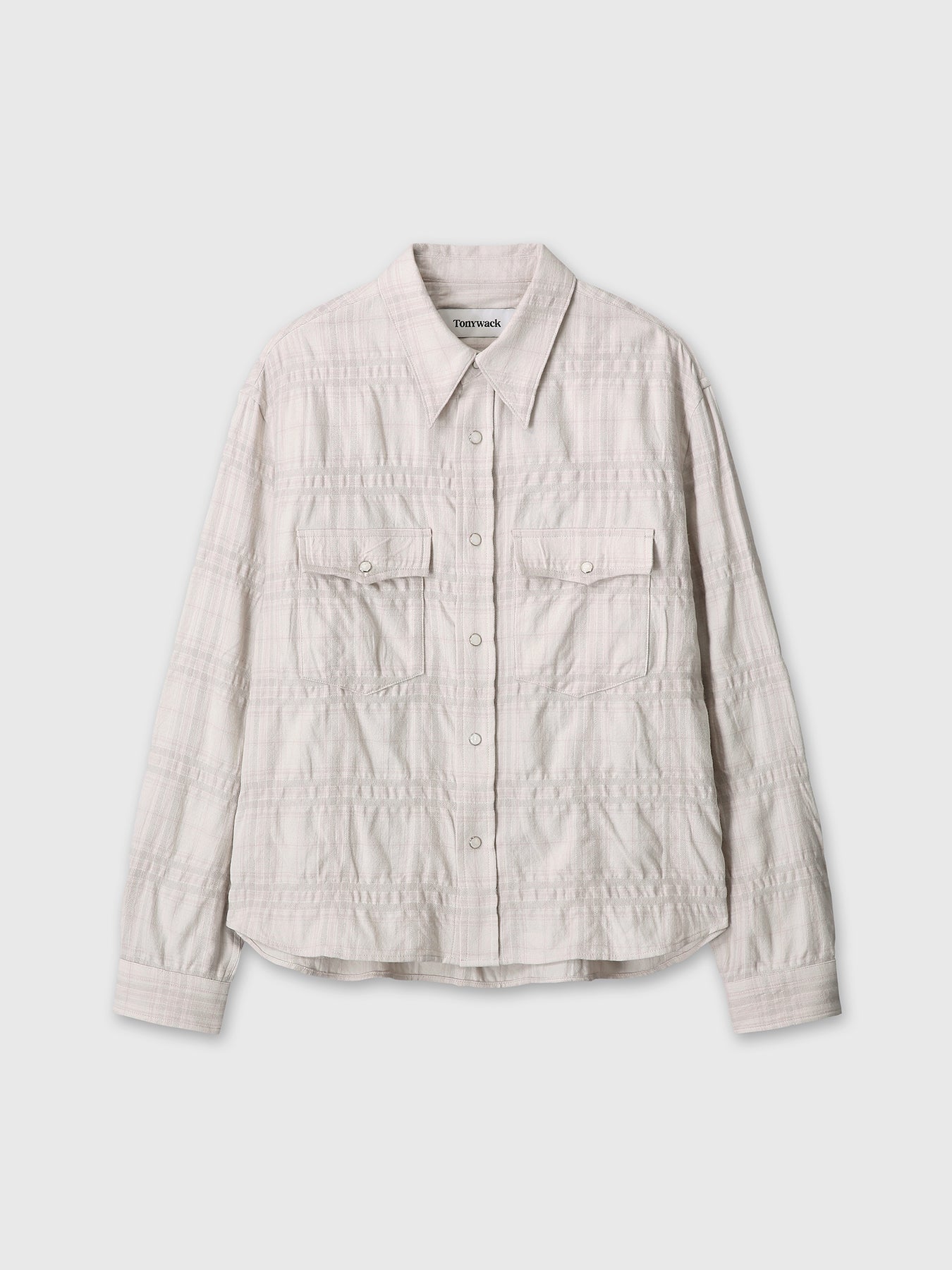 WOOL AND COTTON CHECKED SHIRT JACKET (JAPANESE FABRIC)_ IVORY