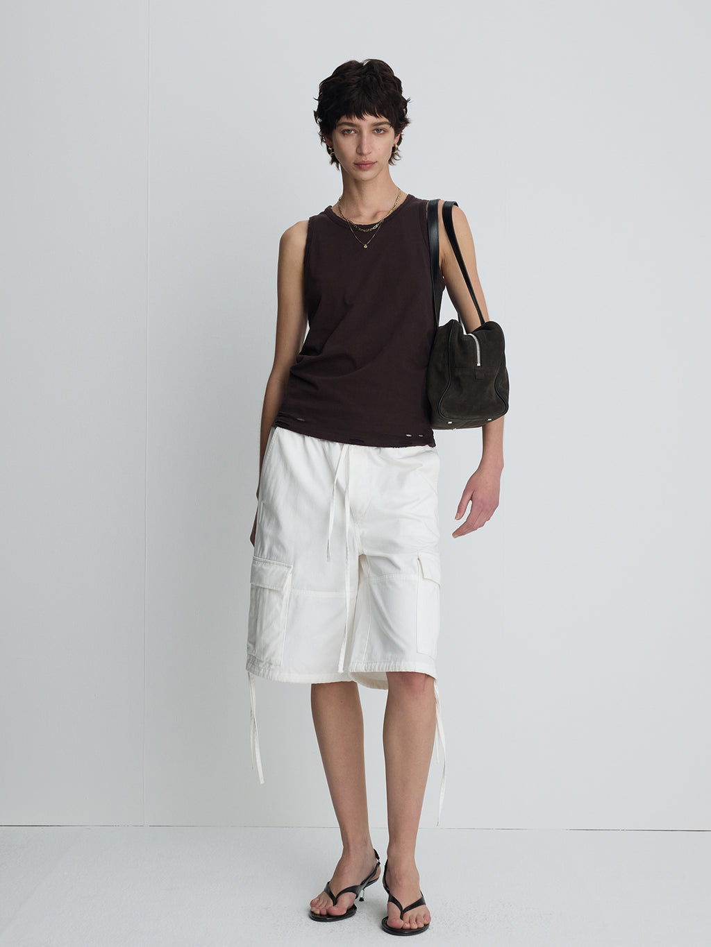 (W) HAND-DISTRESSED REGURAL TANK TOP_ BURNT MARRON