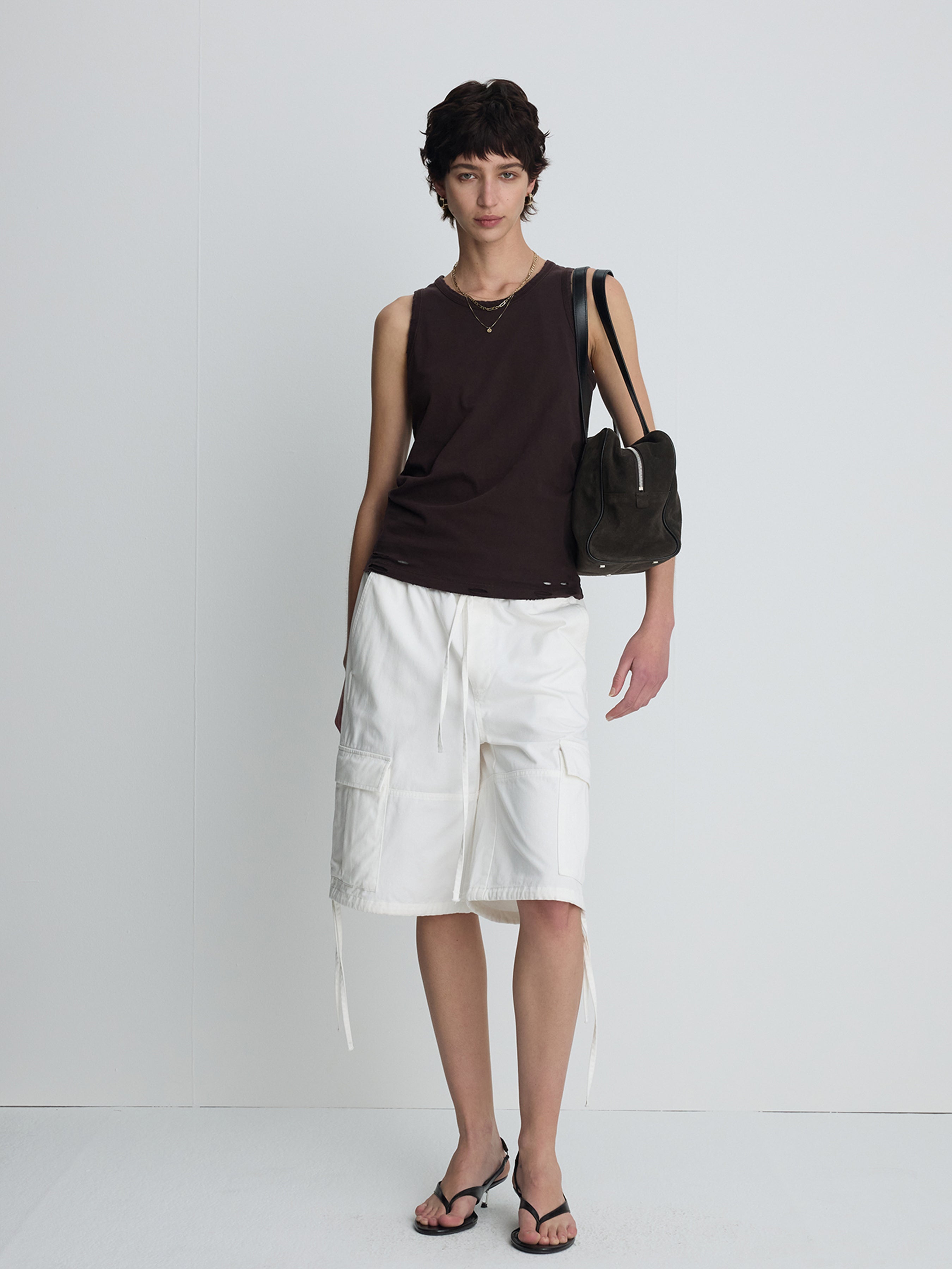 (W) HAND-DISTRESSED REGURAL TANK TOP_ BURNT MARRON