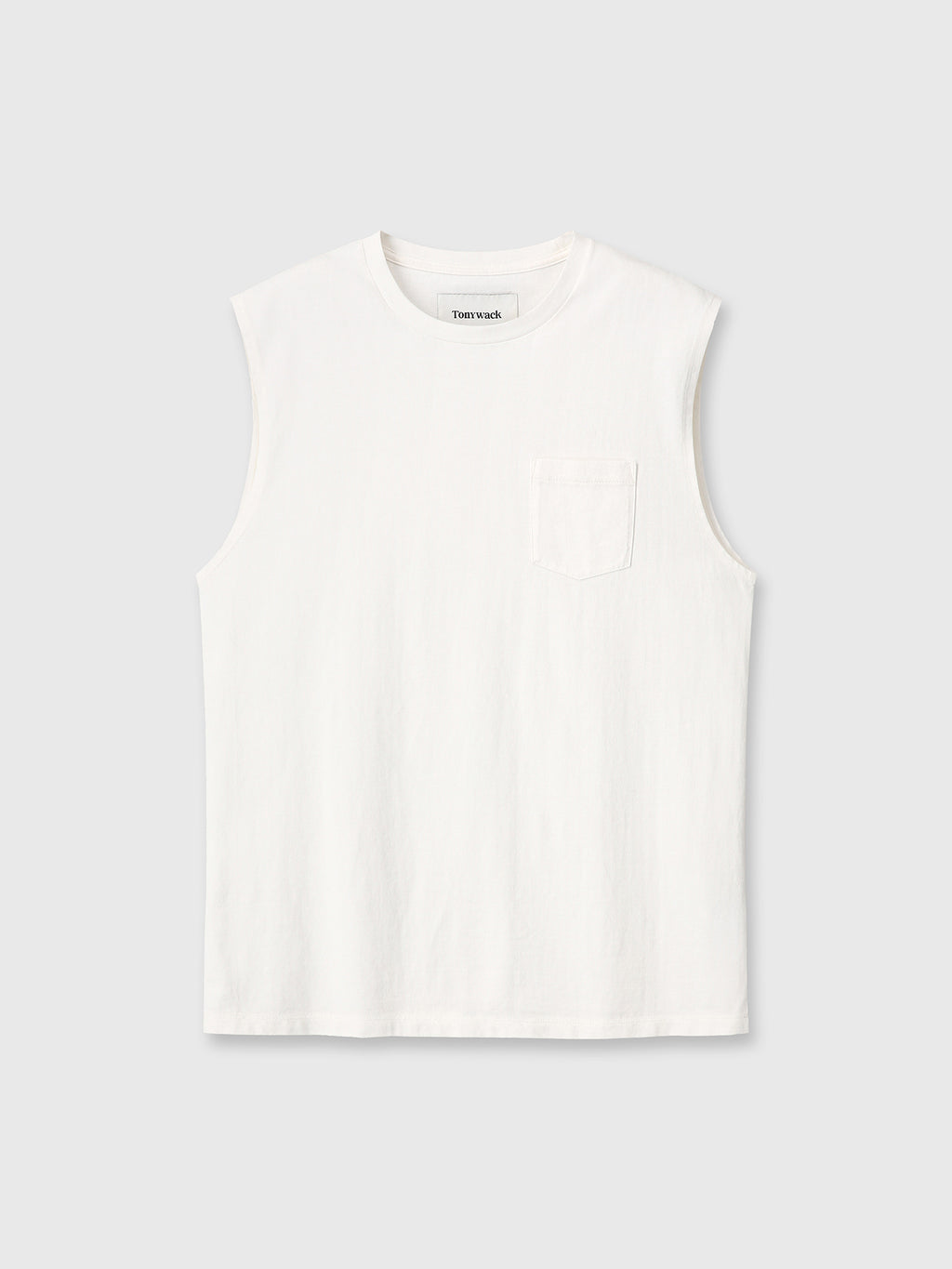 GARMENT-WASHED PATCH POCKET SLEEVELESS_ VINTAGE WHITE