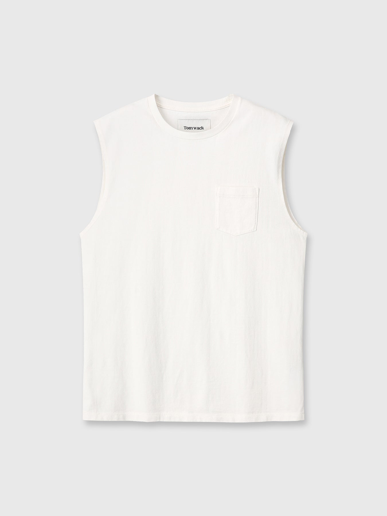 GARMENT-WASHED PATCH POCKET SLEEVELESS_ VINTAGE WHITE