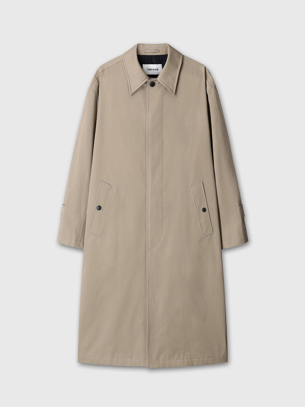 (W) COTTON DRILL SINGLE-BREASTED OVERCOAT_ BEIGE
