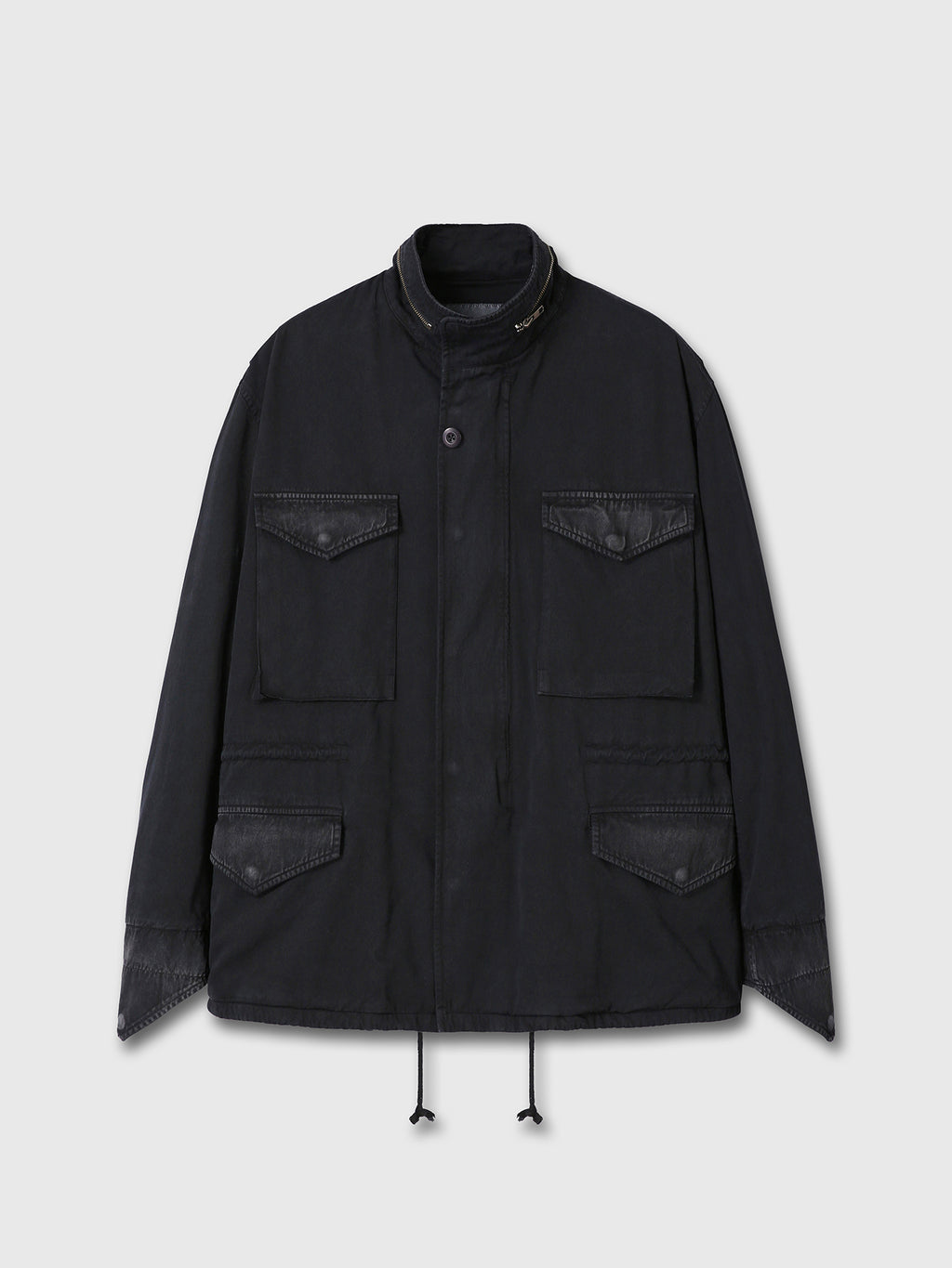 GARMENT DYED COTTON FIELD JACKET_ FADED BLACK