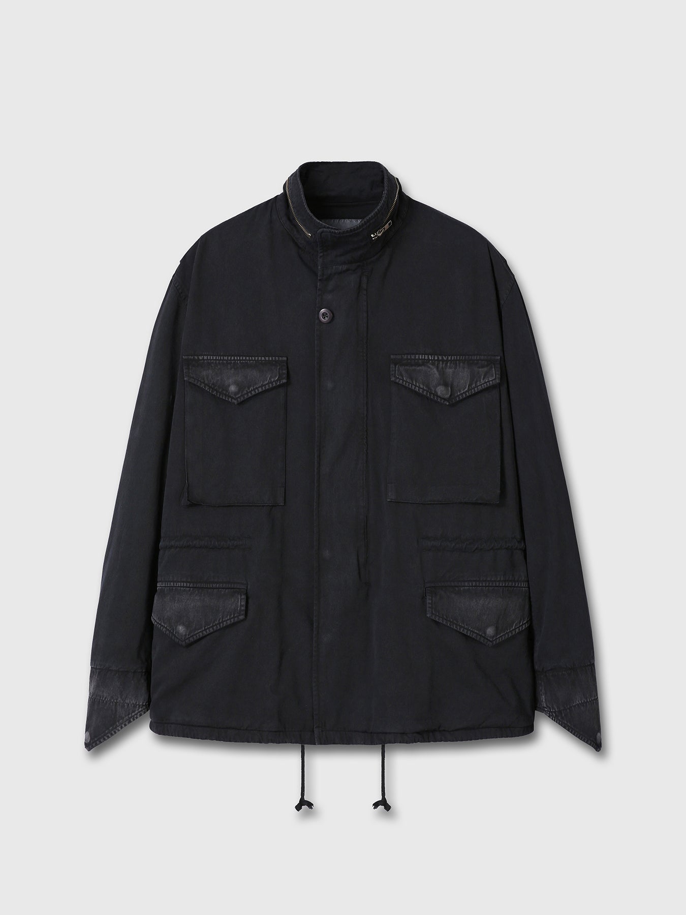 GARMENT DYED COTTON FIELD JACKET_ FADED BLACK