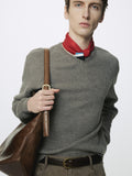 SUPER FINE WOOL COMMANDO V-NECK KNIT_ TAUPE MELANGE