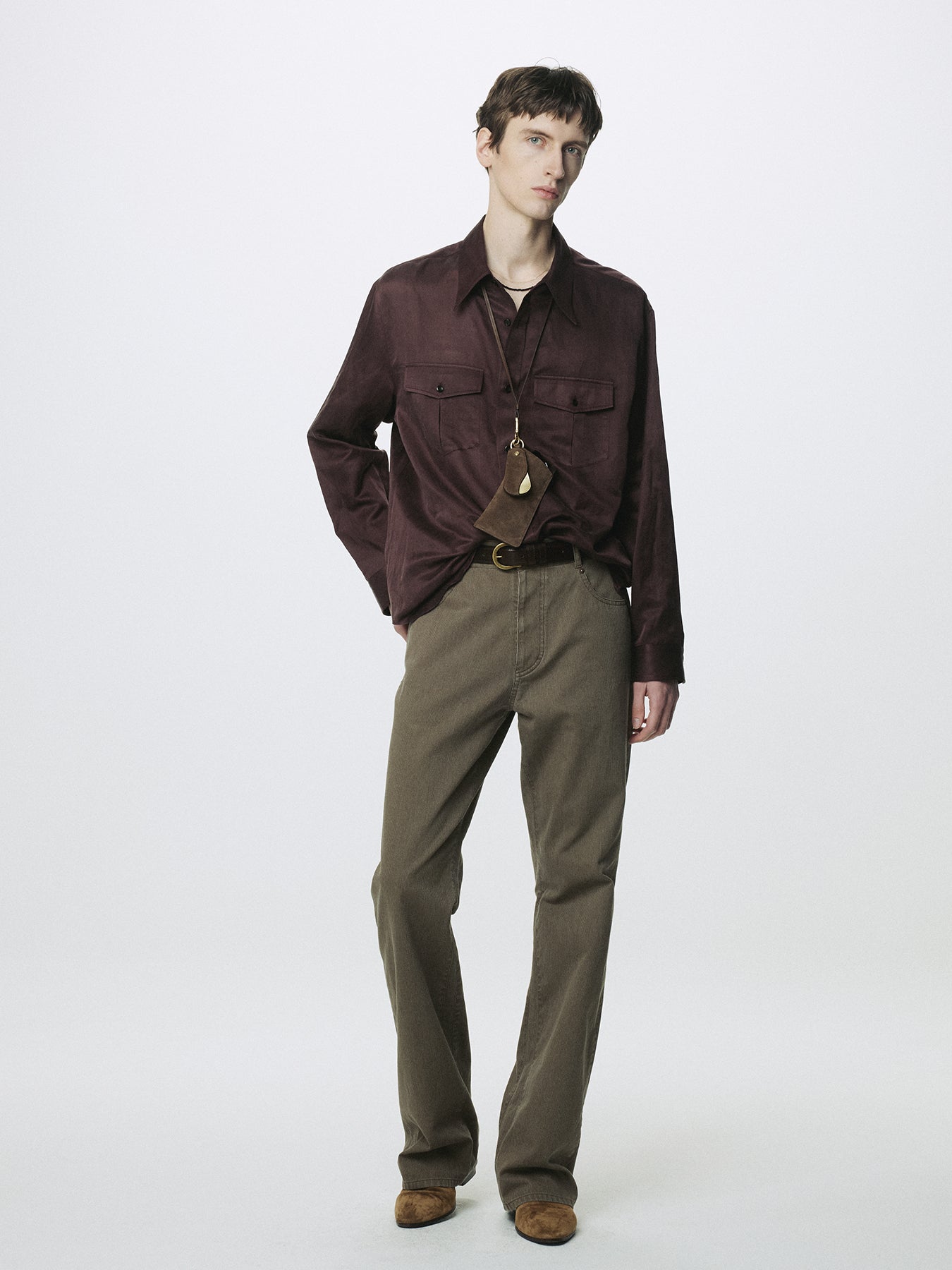 SILK COTTON DOUBLE POCKET SHIRT_ VINTAGE MAROON