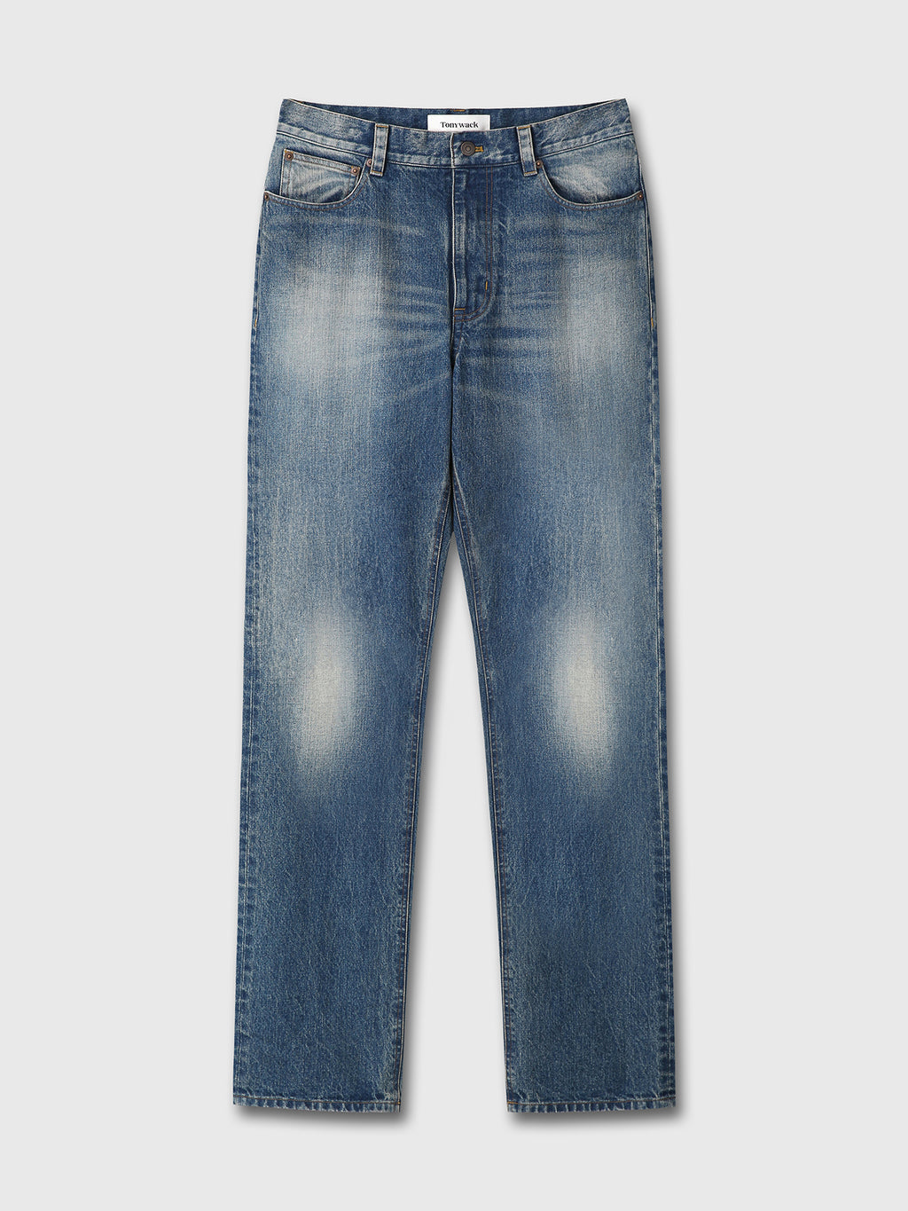 SLIM STRAIGHT DENIM JEANS_ VINTAGE WASHED BLUE