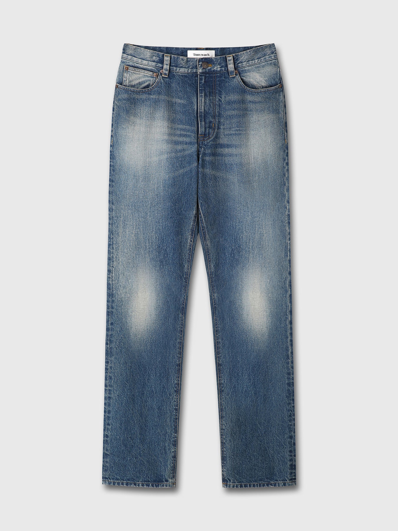 SLIM STRAIGHT DENIM JEANS_ VINTAGE WASHED BLUE