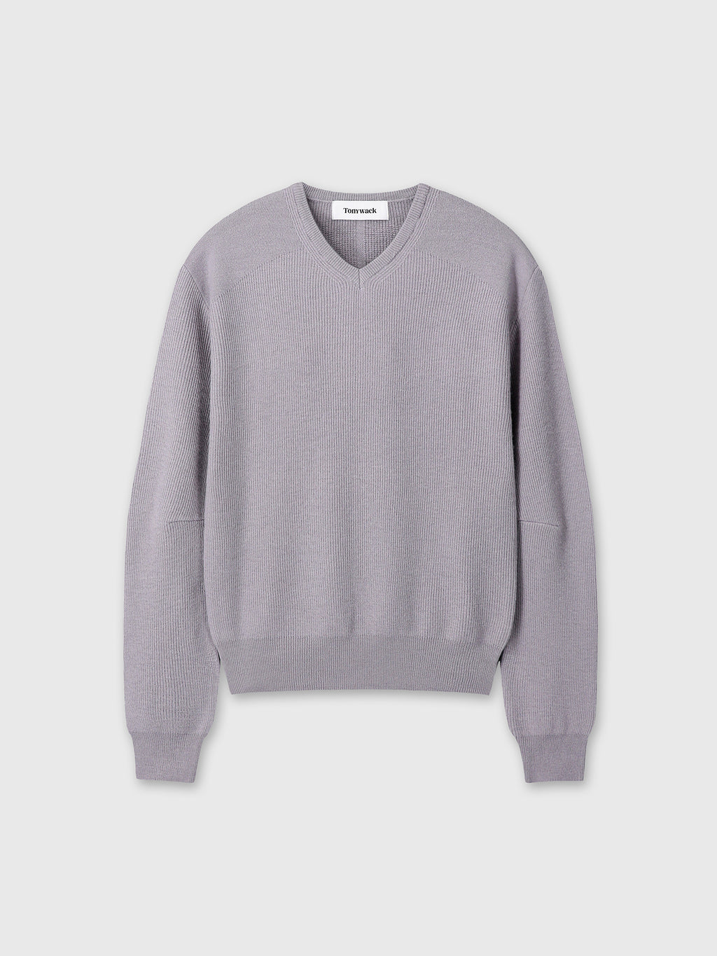 SUPER FINE WOOL COMMANDO V-NECK KNIT_ SLATE GREY