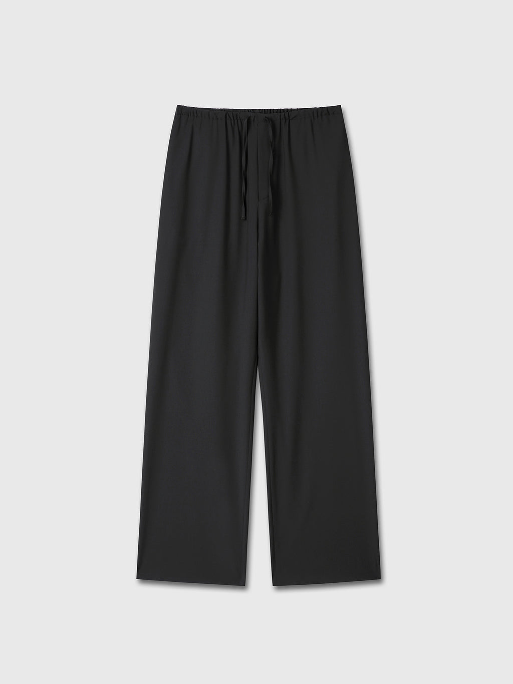 TROPICAL WOOL DRAWSTRING PANTS_ BLACK