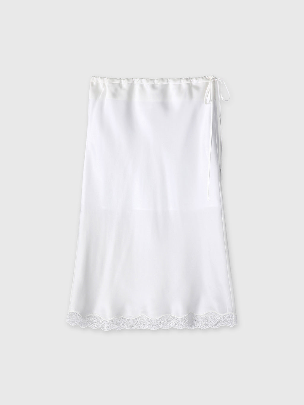 (W) SILK MIDI SKIRT_ OFF WHITE