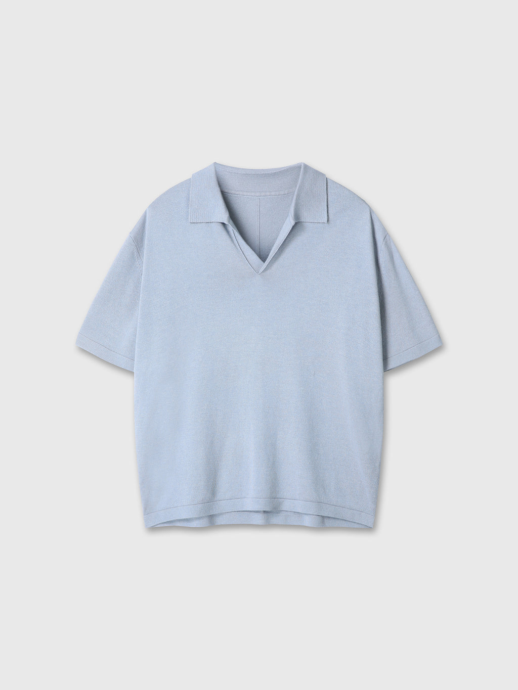 SILK CASHMERE OPEN COLLAR KNIT_ SKY BLUE