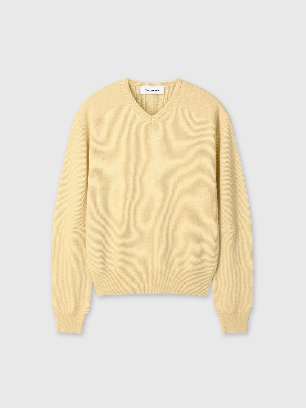 SUPER FINE WOOL COMMANDO V-NECK KNIT_ PALE YELLOW