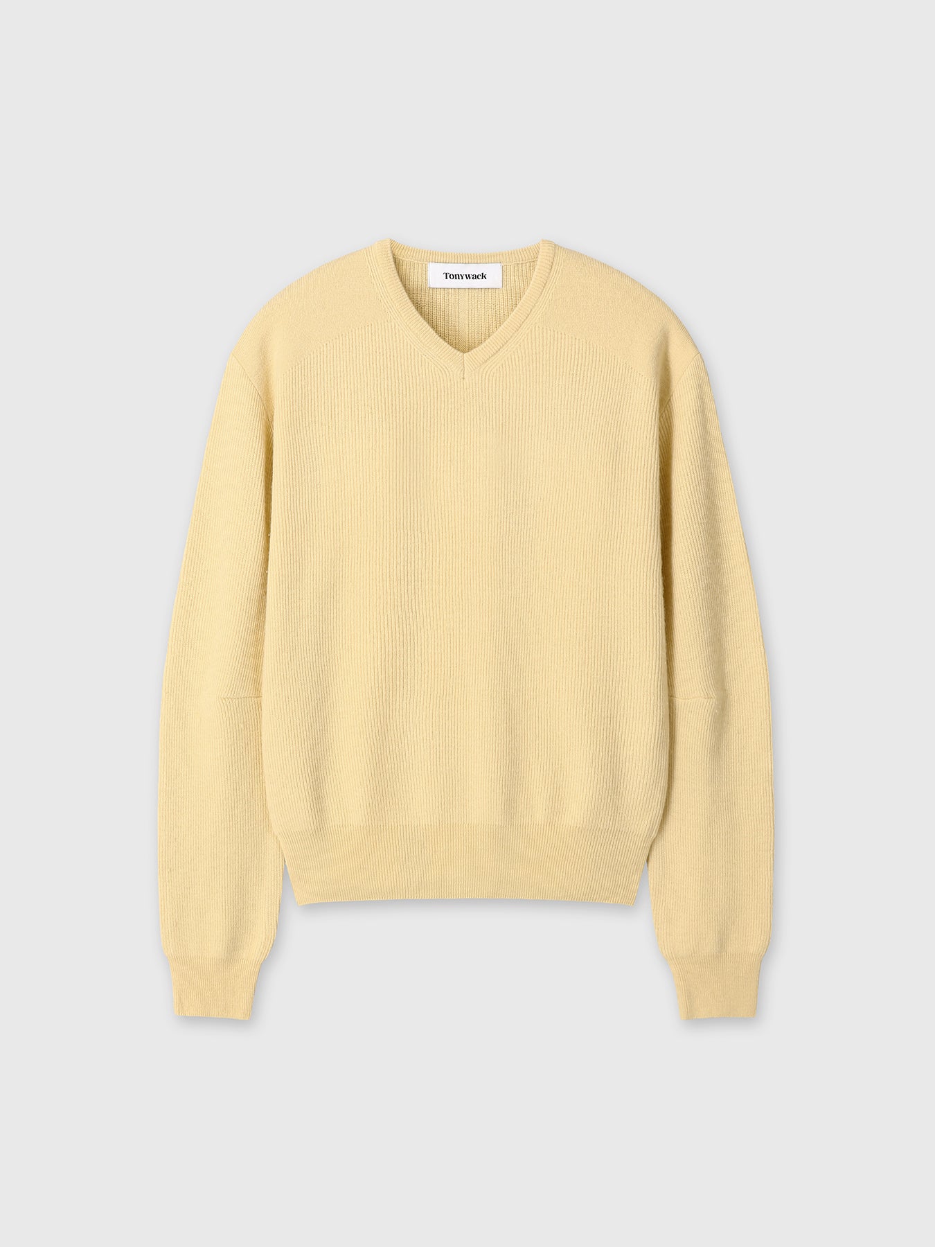 SUPER FINE WOOL COMMANDO V-NECK KNIT_ PALE YELLOW
