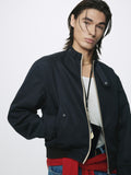 BAND COLLAR BLOUSON JACKET_ NAVY