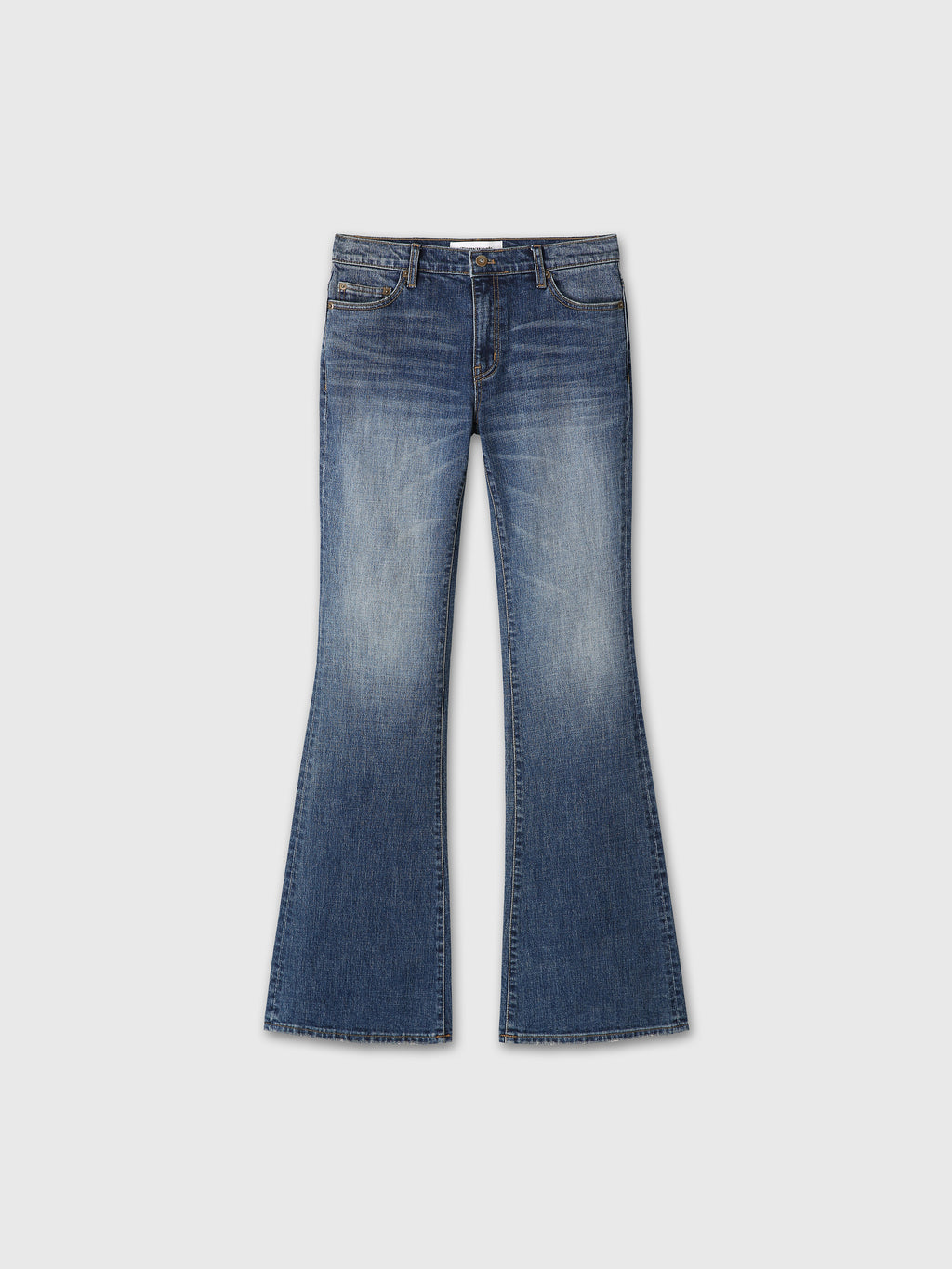 (W) LOW-RISE DENIM BOOTCUT TROUSERS_ WASHED MID BLUE