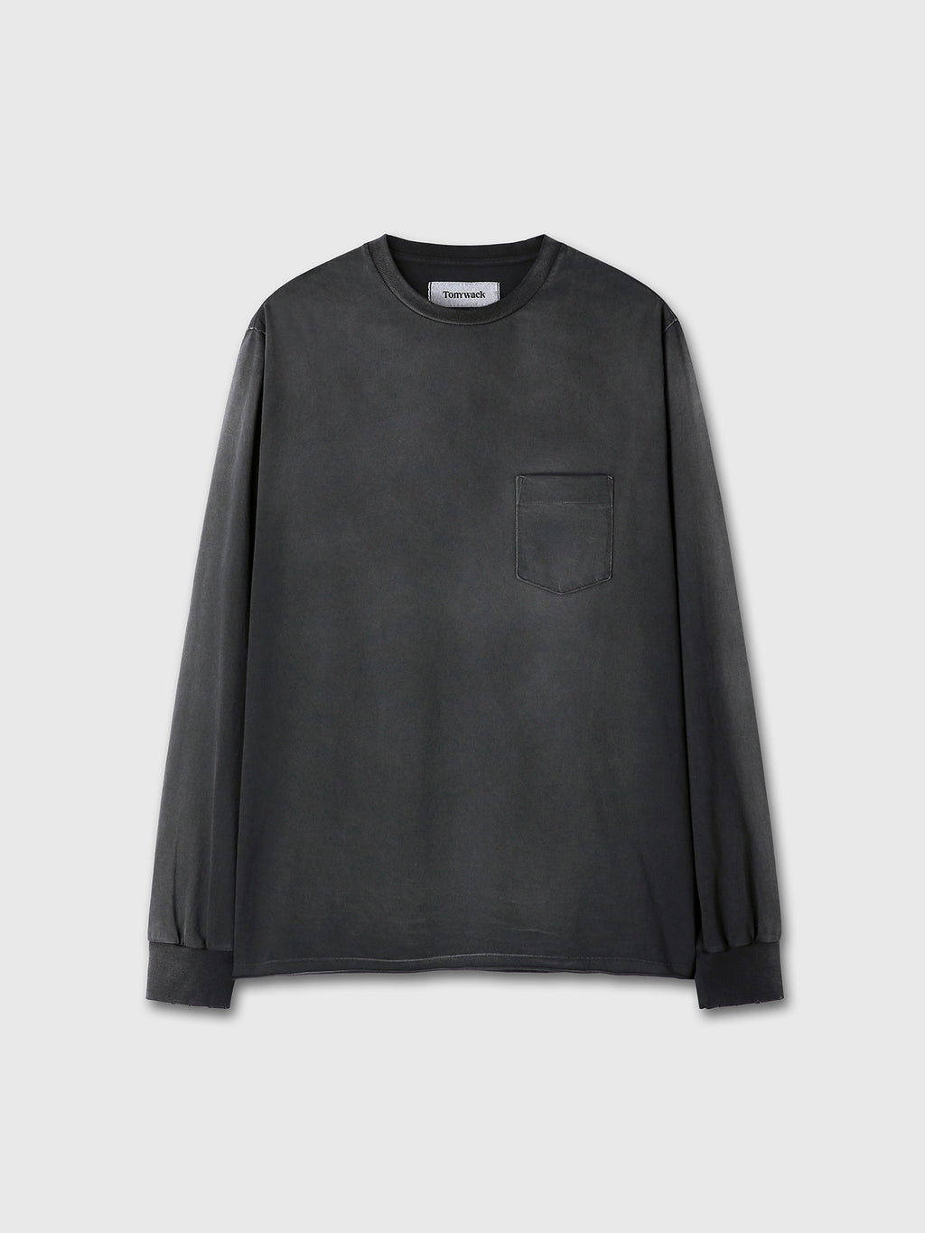 GARMENT DYED LONG SLEEVE CREW_ FADED BLACK