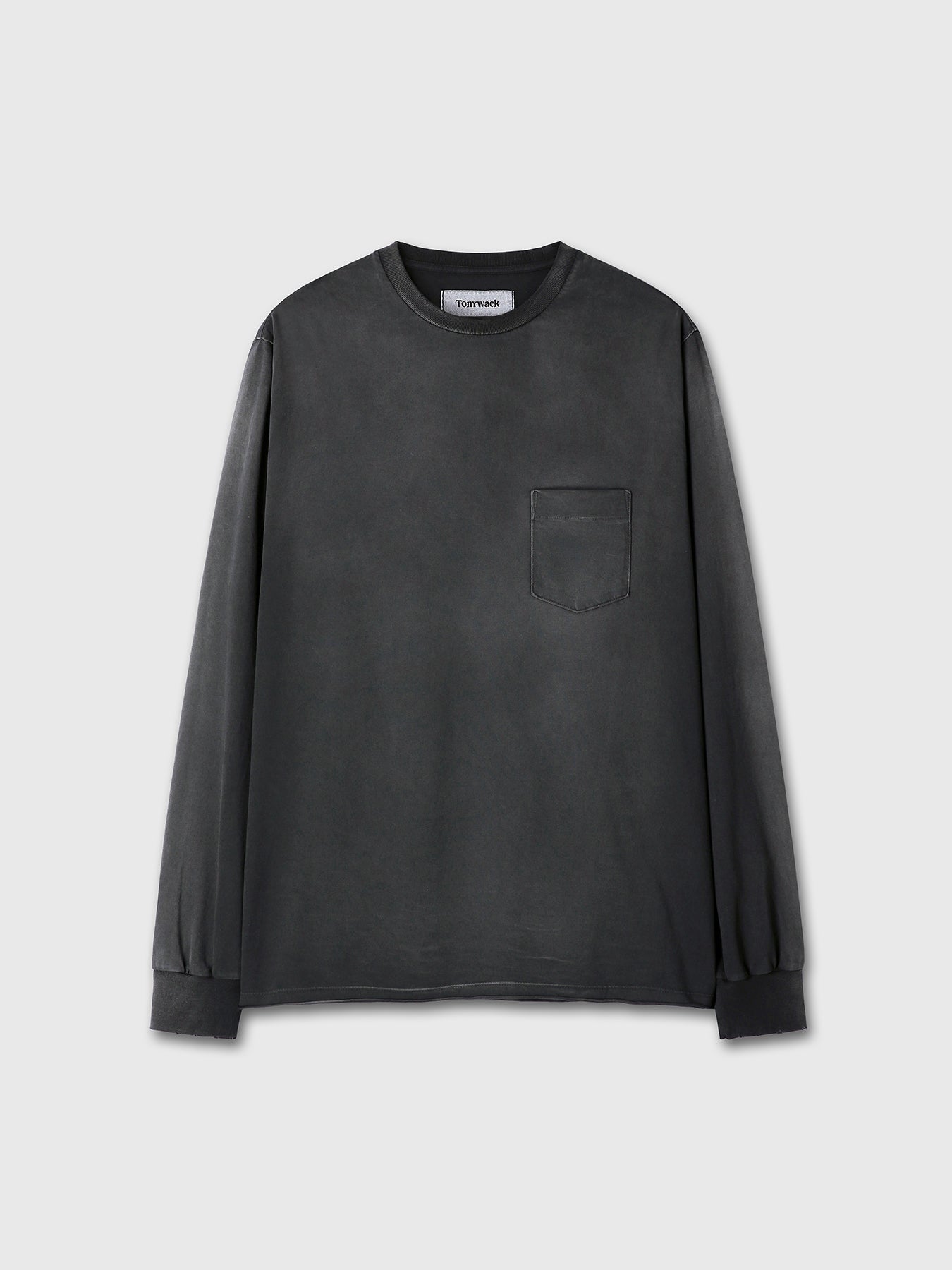 GARMENT DYED LONG SLEEVE CREW_ FADED BLACK