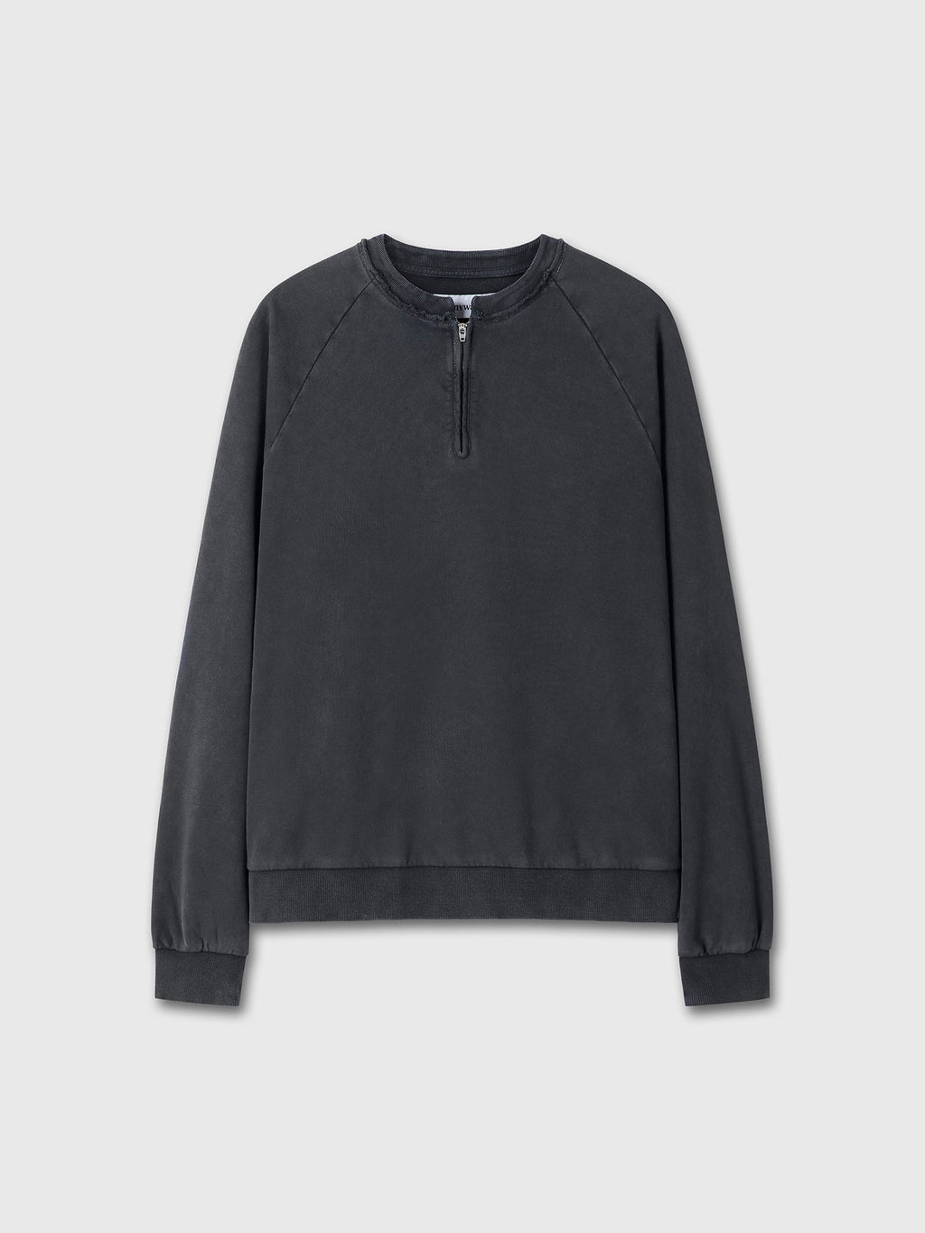 GARMENT DYED ZIP SWEATSHIRT_ FADED BLACK