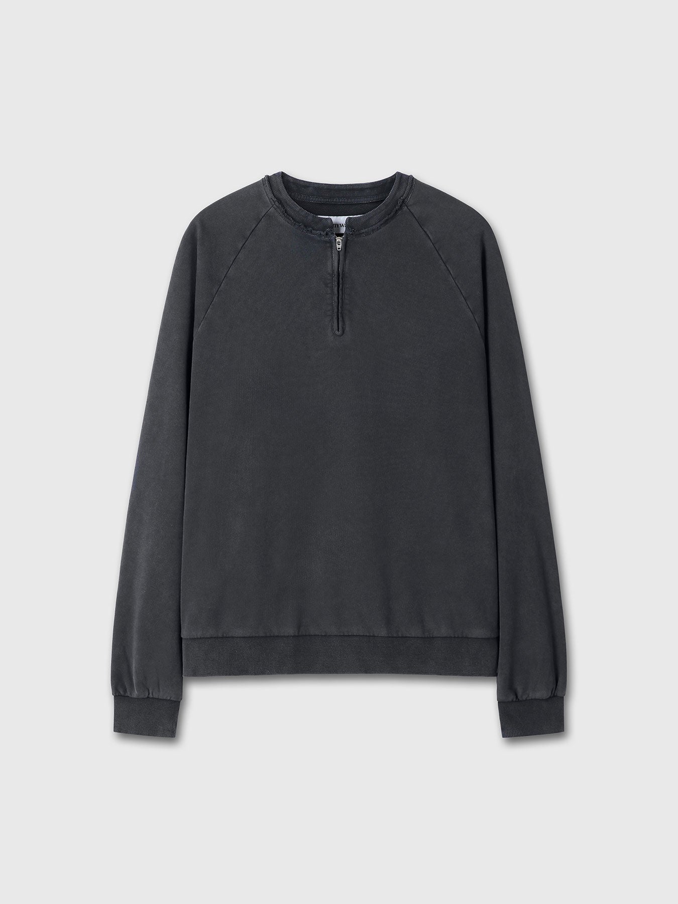 GARMENT DYED ZIP SWEATSHIRT_ FADED BLACK