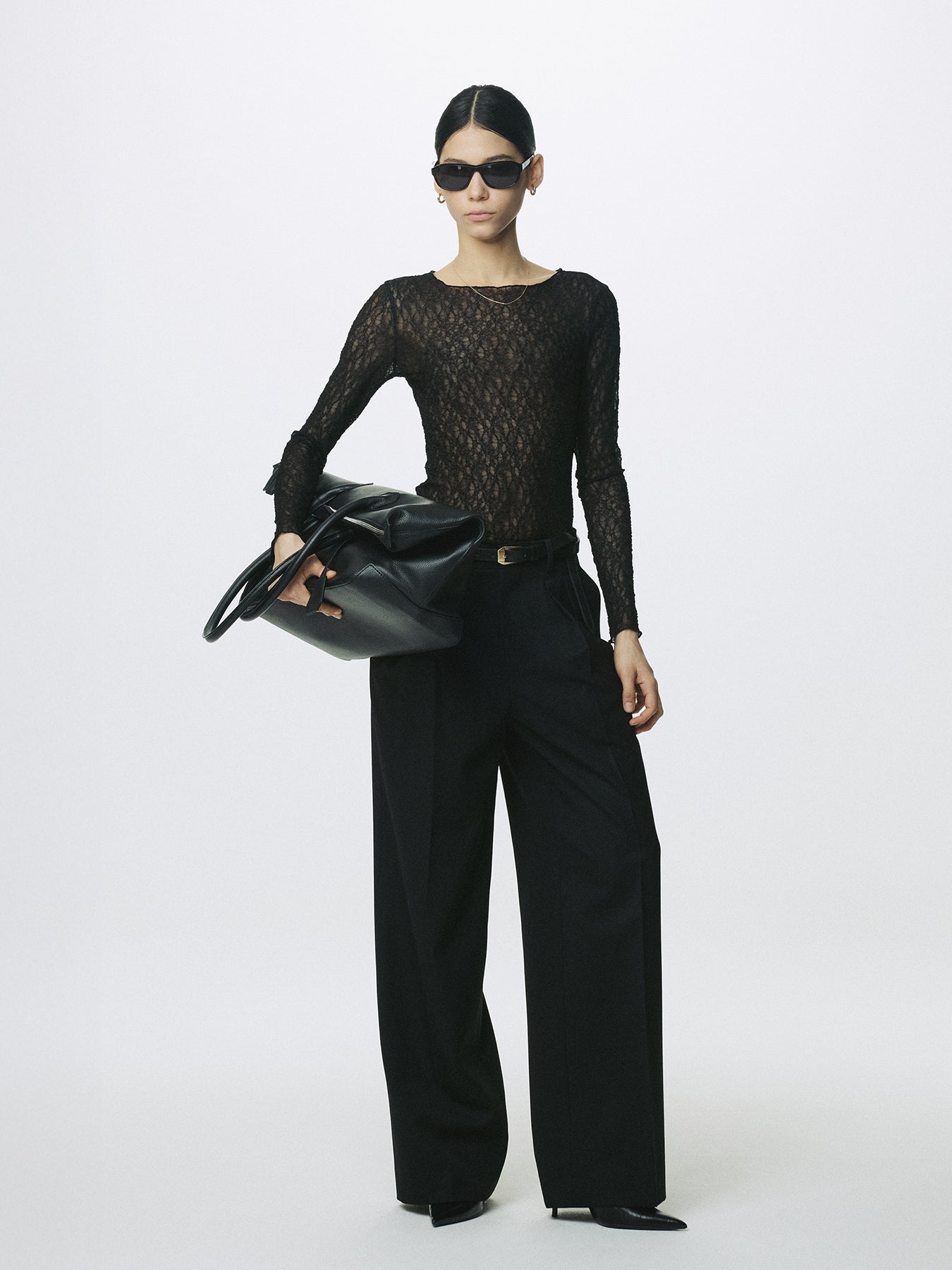 (W) LACE LONG SLEEVE TOP_ BLACK