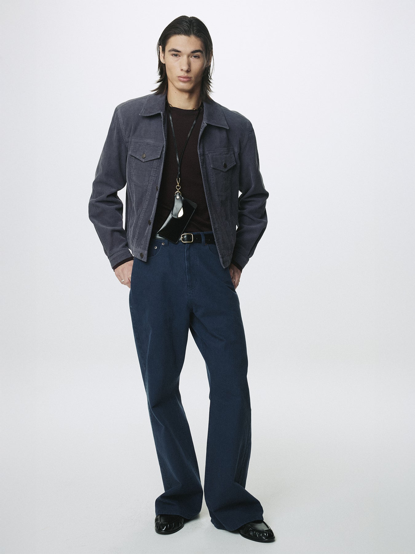 WASHED CORDUROY TYPE-3 TRUCKER_ PURPLE NAVY