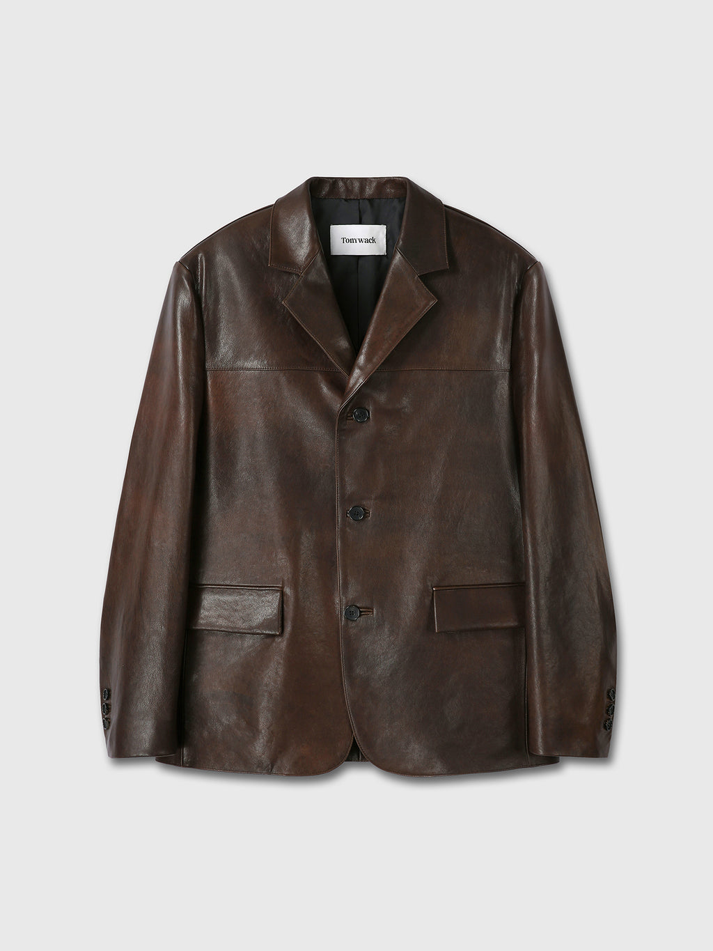 VEGETABLE LAMB LEATHER BLAZER JACKET_ BROWN