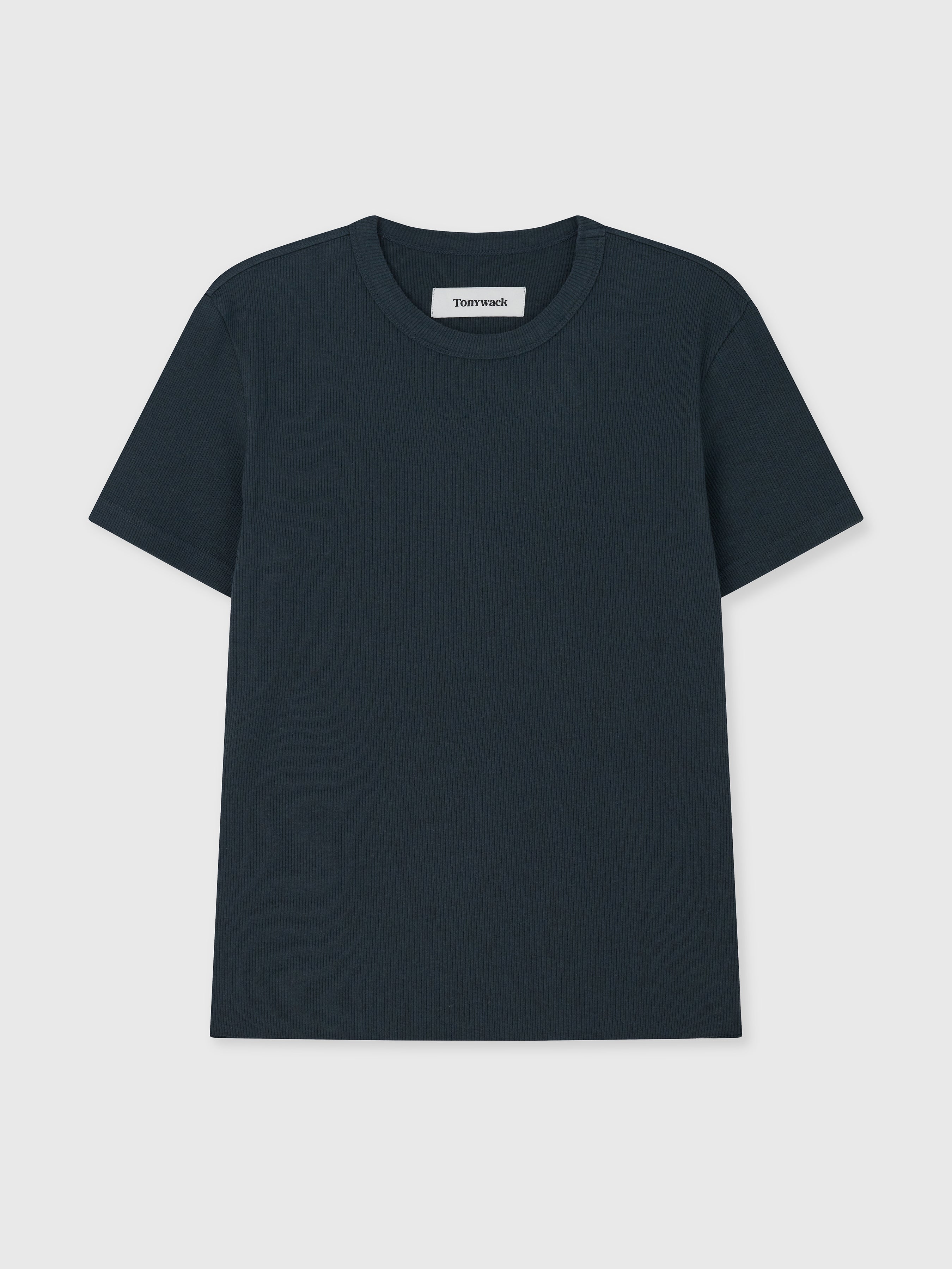 SOFT RIBBED FITTED T-SHIRT_ NAVY TEAL