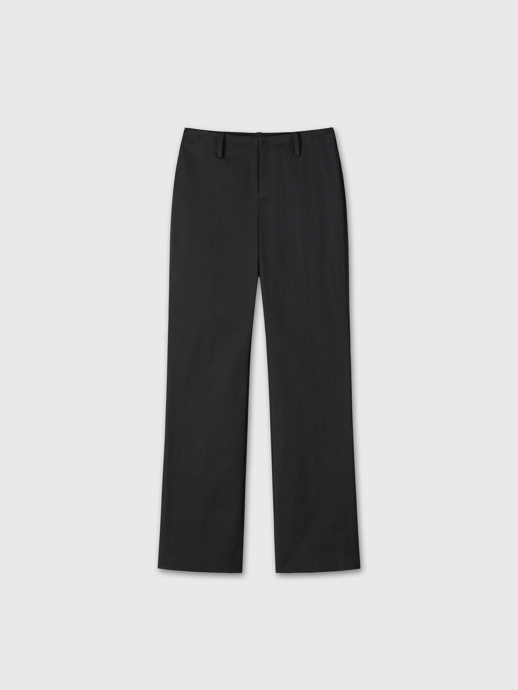(W) COTTON STRAIGHT TROUSERS_ BLACK