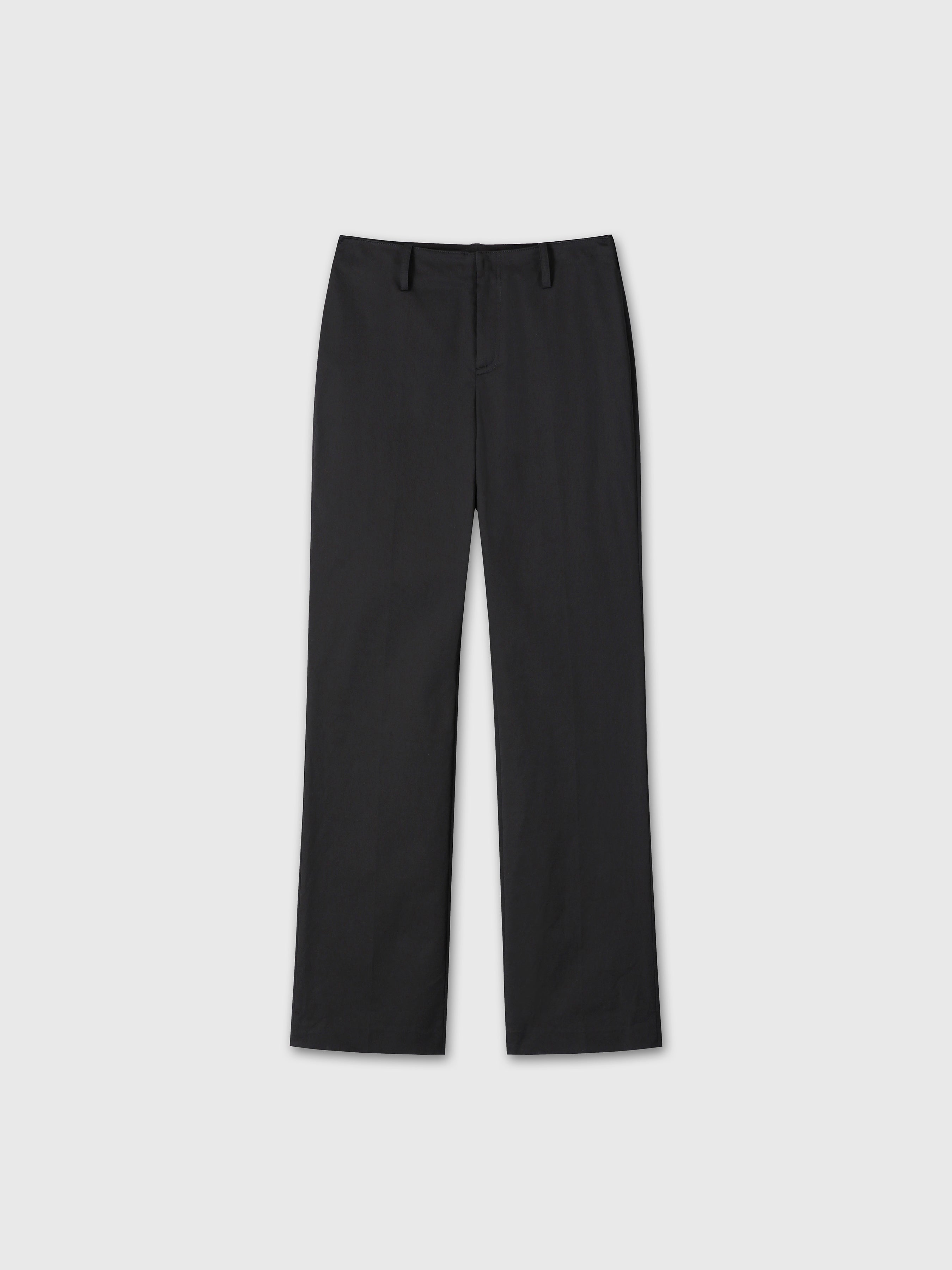 (W) COTTON STRAIGHT TROUSERS_ BLACK