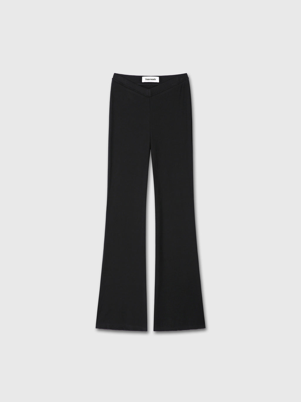 (W) TENCEL RIBBED FLARED PANTS_ BLACK