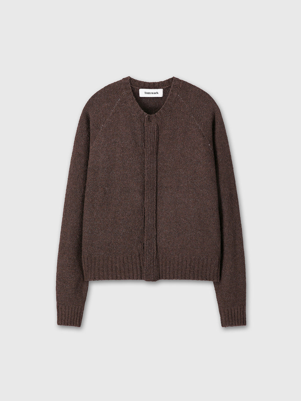 PLACKET BUTTON DOWN KNIT CARDIGAN_ BROWN