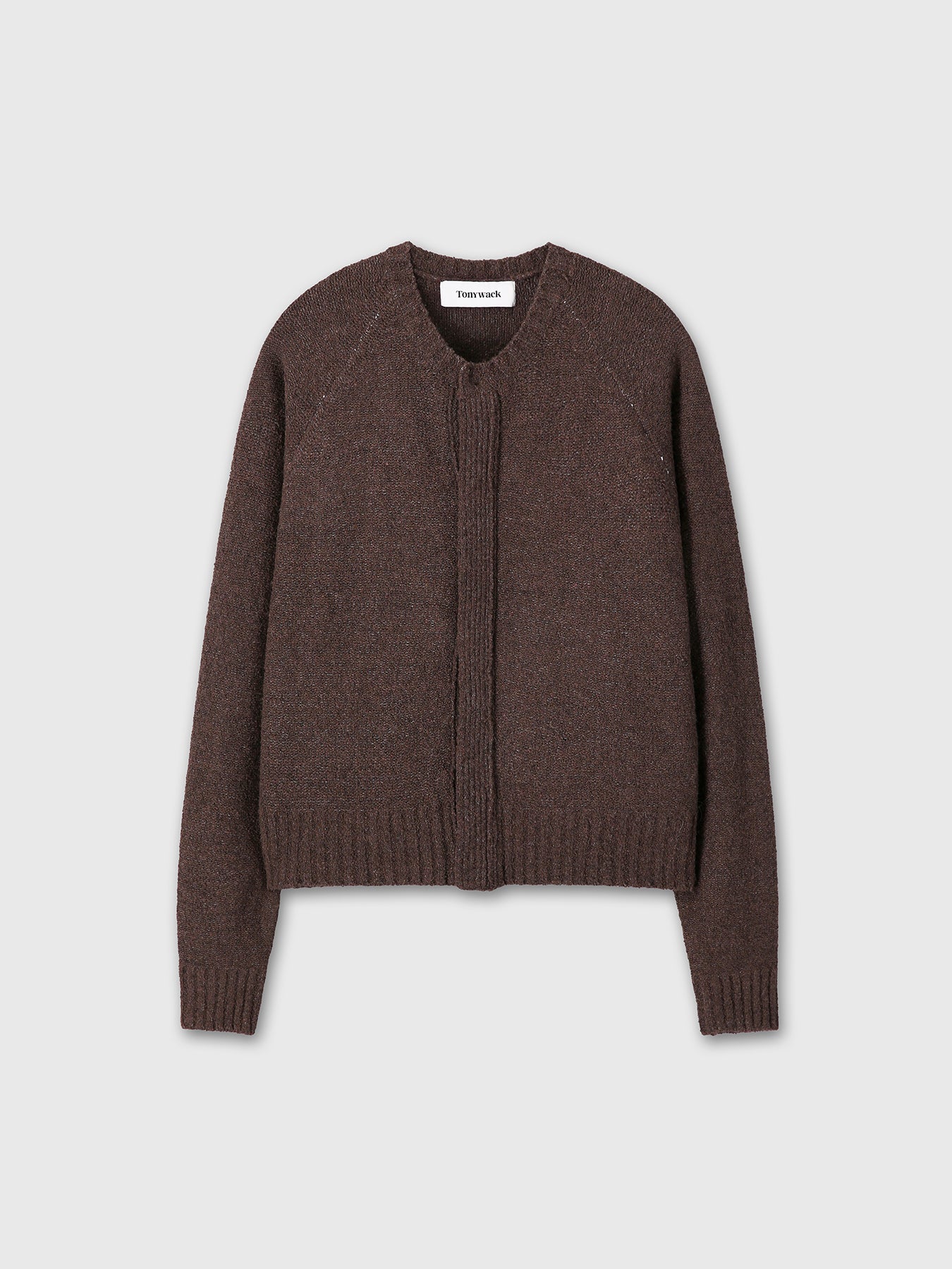 PLACKET BUTTON DOWN KNIT CARDIGAN_ BROWN