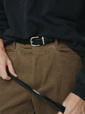 BRUSHED SILVER BUCKLE BELT_ BLACK