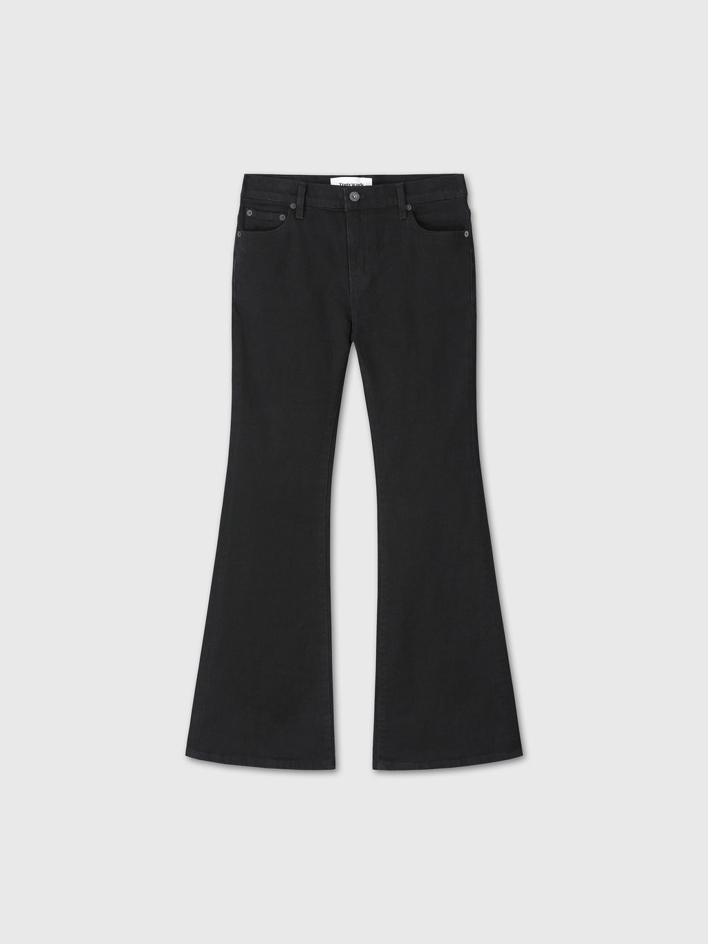 (W) LOW-RISE DENIM BOOTCUT TROUSERS_ WASHED BLACK
