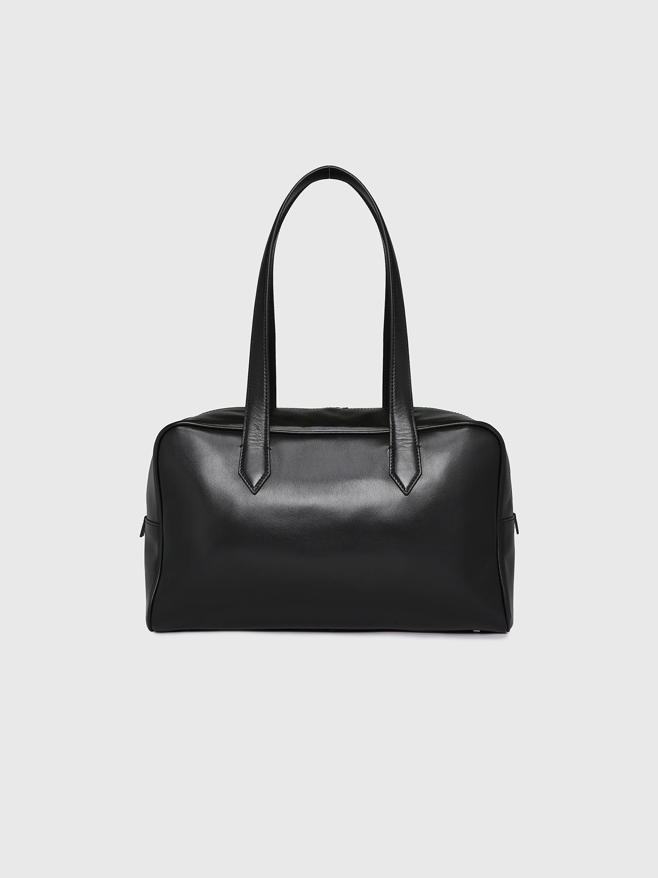 SOFT LEATHER SQUARE VALISE BAG_ BLACK