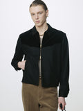 WOOL VELVET TRIMMED BLOUSON JACKET_ BLACK