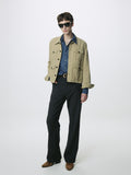 STRIPED WOOL FLARED-LEG PANTS_ GREY