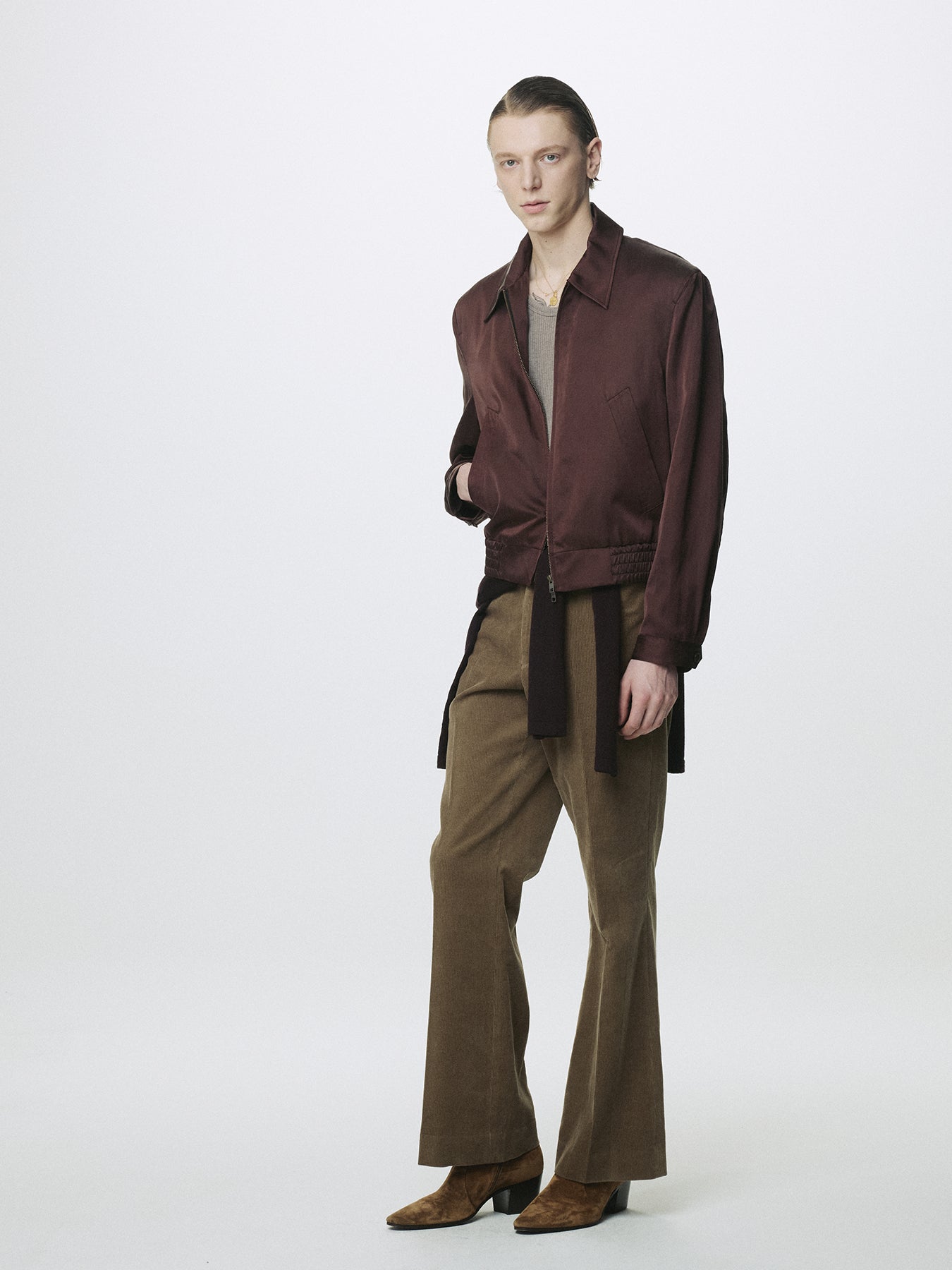 SILK COTTON SWING JACKET_ VINTAGE MAROON