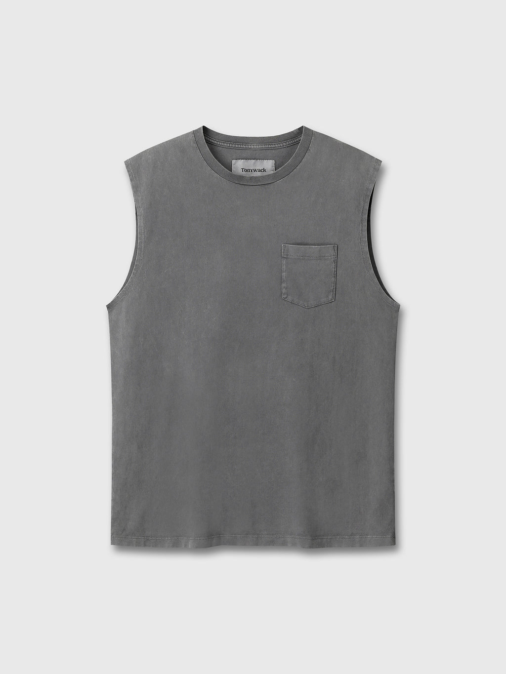 GARMENT-DYED PATCH POCKET SLEEVELESS_ FADED CARBON