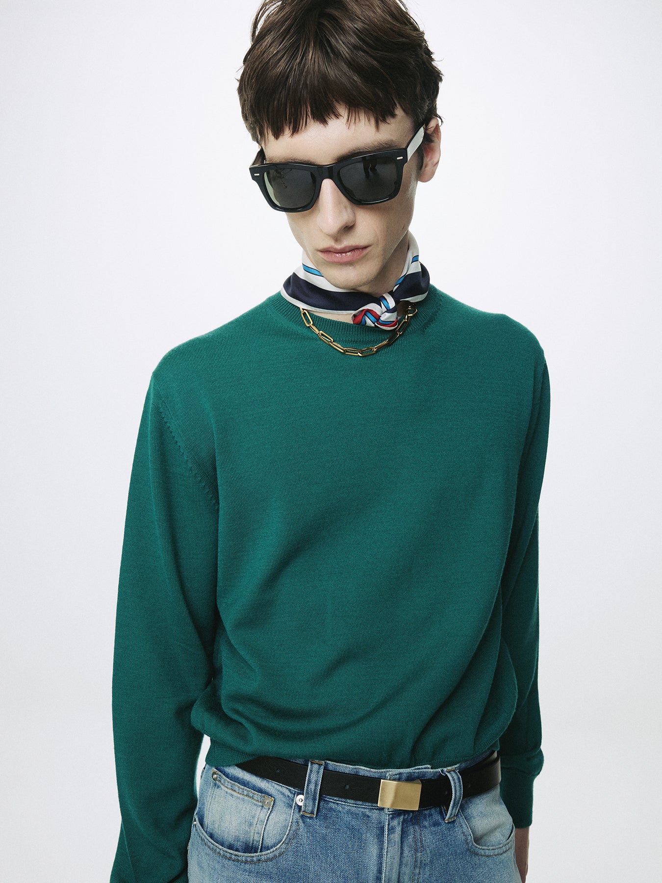 SPRING WOOL CREW NECK KNIT_ SEA GREEN