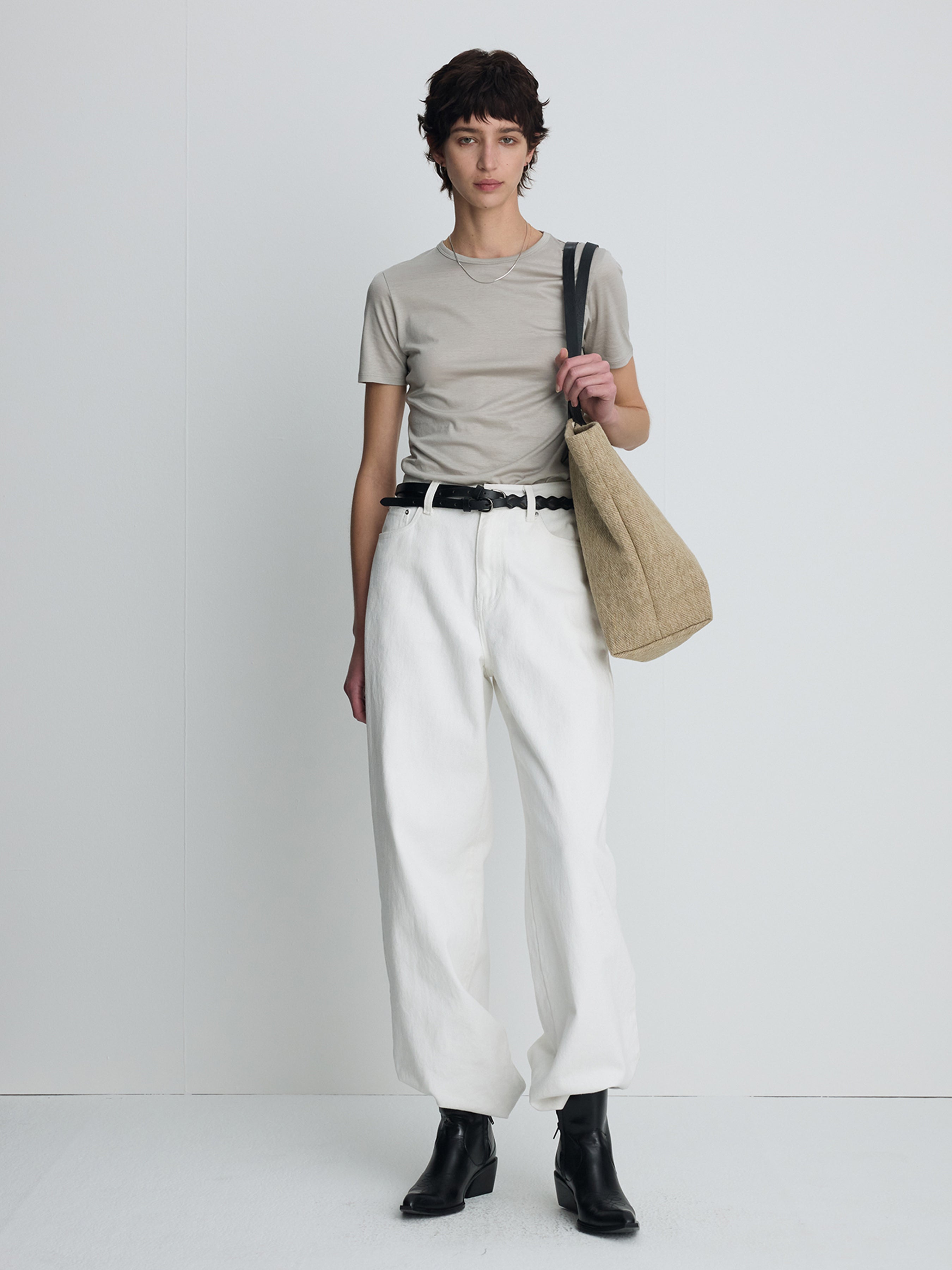 (W) TENCEL SHORT SLEEVE T-SHIRT_ LIGHT GREY